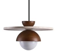 ESIYUVO Natural Stone Retro Yellow Travertine Hanging Light Vintage Walnut-Colored Spherical Pendant Light Sturdy Durable Nordic Modern Chandelier for Bedside Dining Room Bedroom Kitchen Island