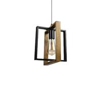 ESIYUVO Nordic Modern Metal Pendant Lighting With Walnut Wood Accessories Black Small Hanging Pendant Light For Kitchen Island, Dining Room, Barn, Bar, Hallway, 9.8"