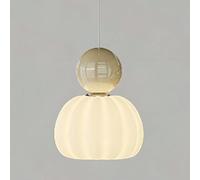 ESIYUVO Vintage Cream Style Pendant Light,Pumpkin and Ball Design, Painted Wrought Iron,High Translucent PE Shade, Vintage Chandelier for Dining Room Kitchen Island Bedroom Living Room