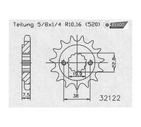 Esjot 32122 520 Standard Front Sprocket