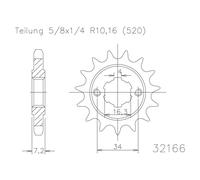 Esjot 32166 520 Standard Front Sprocket