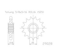 ESJOT Chain pinion, 16 teeth