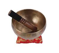 ESK 6 inch Tibetan Hammered Old Antique Himalayan 7 Metal Singing Bowls Meditation Singing Bowl For Healing Prayer,Yoga With Prayer Flag ,Mallet, & Cushion