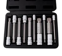 eSkde 10-Piece Spline Bit Socket Set: Triple Square (XZN) M4 to M14 Drive Tool Kit, Chrome Vanadium Steel for Automotive, Brake Caliper, and Repairs, Heavy-Duty Case, Mechanic Tools