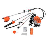 eSkde 5-in-1 Powerful 52cc 2 Stroke Petrol Gardening Backpack Kit including: Brushcutter, Strimmer, Grass Trimmer, Chainsaw, Hedge Trimmer and Extension Pole Attachments.