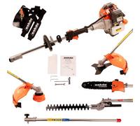 Eskde 5 In 1 Petrol Garden Mult Tool 52Cc 2 Stroke Strimmer Brush Cutter Hedge Trimmer Chainsaw Extension Pole Double Harness