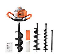 eSkde Petrol Auger Post Hole Digger - 52cc Fence Post Digger Tool for Tree Planting, Poles and Shrubs, Earth Auger Hole Borer with 3 Drill Attachments 100mm, 150mm, 200mm and Extension Pole