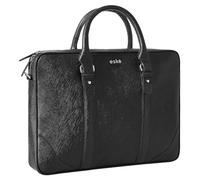 eské Cuno 15" Genuine Leather Laptop/Macbook Bag for Men, Women | Office Bag | Laptop Messenger Bag with Shoulder Strap | Spacious Compartment | Water Resistant, Black Saffiano, L