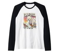 Eskiezilla American Eskimo Dog Eskie Dogzilla Monster Movie Raglan Baseball Tee