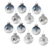 Eskimo Christmas Tree Baubles Set of 12 - 8cm Snowball Effect Plastic Ornaments with Cute Inuit Figures - Arctic Winter Holiday Decorations