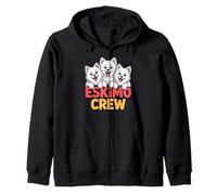 Eskimo Crew Cartoon Eskie Cute Pet Dog Breed American Eskimo Zip Hoodie