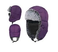 Eskimo Windproof Winter Trapper Trooper Hats Ushanka Russian Aviator Cap Ear Flaps face mask, A Style Purple, One Size