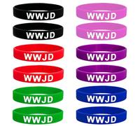 Eskvom 12 Pieces WWJD Bracelet, What Would Jesus Do Bracelet Silicone Wristband Religious Christian Bible Fundraisers Bracelets