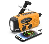 Esky Wind Up Solar Emergency Radio, Portable Hand Crank AM/FM Radio with 2000mAh Rechargeable Power Bank, USB Phone Charger, 3 LED Flashlight, SOS Alarm for Power Outage/Camping/Hiking(Orange)