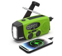 Esky Wind Up Solar Emergency Radio, Portable Hand Crank AM/FM Radio with 2000mAh Rechargeable Power Bank, USB Phone Charger, 3 LED Flashlight, SOS Alarm for Power Outage/Camping/Hiking(Green)