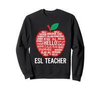 ESL Teacher Apple Multilingual Hello Translations Global Sweatshirt