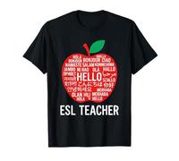 ESL Teacher Apple Multilingual Hello Translations Global T-Shirt