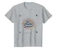 ESL Teacher: Changing Lives One Word at A Time T-Shirt, Kids, Heather Grey, 8 Years
