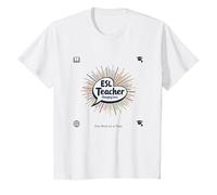 ESL Teacher: Changing Lives One Word at A Time T-Shirt, Kids, White, 12 Years