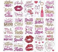 Esland Glitter Bachelorette Temporary Tattoos - 30 Sheets Colorful Shininng Bridal Shower Party Decorations, Bridesmaid Tattoo Stickers