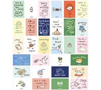 Esland Minimalist Hand-Drawn Doodles Style Cards, Cute Cat & Dog Handwritten Affirmation Quotes Healing Relaxation for Daily Use & Gifting