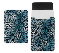 Eslifey 13 Inch Slim Laptop Sleeve Case Leather Bag with Magnetic Closure, Amazing Blue Bright Leopard Print Microfiber Leather Case