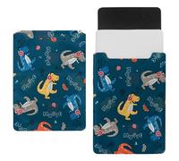 Eslifey 13 Inch Slim Laptop Sleeve Case Leather Bag with Magnetic Closure, Cute Dinosaur Music Lover Microfiber Leather Case