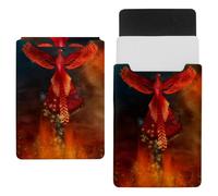 Eslifey 13 Inch Slim Laptop Sleeve Case Leather Bag with Magnetic Closure, Flaming Phoenix Bird Microfiber Leather Case