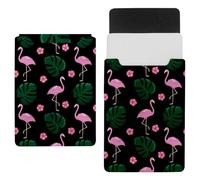 Eslifey 13 Inch Slim Laptop Sleeve Case Leather Bag with Magnetic Closure, Flamingos Tropical Flowers and Palm Leaves Microfiber Leather Case