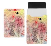 Eslifey 13 Inch Slim Laptop Sleeve Case Leather Bag with Magnetic Closure, Floral Birds Love Microfiber Leather Case