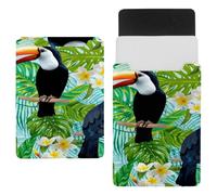 Eslifey 13 Inch Slim Laptop Sleeve Case Leather Bag with Magnetic Closure, Floral Parrot Painting Microfiber Leather Case