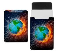 Eslifey 13 Inch Slim Laptop Sleeve Case Leather Bag with Magnetic Closure, Globe Fire and Water Microfiber Leather Case