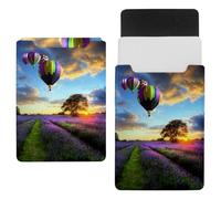 Eslifey 13 Inch Slim Laptop Sleeve Case Leather Bag with Magnetic Closure, Hot Air Ballons Lavender Fields Microfiber Leather Case