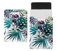 Eslifey 13 Inch Slim Laptop Sleeve Case Leather Bag with Magnetic Closure, Orchid Hibiscus Leaves Microfiber Leather Case