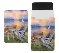 Eslifey 13 Inch Slim Laptop Sleeve Case Leather Bag with Magnetic Closure, Peace Sunset on the Lake Microfiber Leather Case