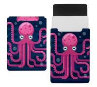 Eslifey 13 Inch Slim Laptop Sleeve Case Leather Bag with Magnetic Closure, Pink Octopus Microfiber Leather Case