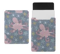 Eslifey 13 Inch Slim Laptop Sleeve Case Leather Bag with Magnetic Closure, Pink Octopus Star Patterns Microfiber Leather Case