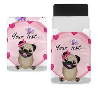 Eslifey 13 Inch Slim Laptop Sleeve Case Leather Bag with Magnetic Closure, Pug Dog with Hearts Microfiber Leather Case