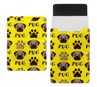 Eslifey 13 Inch Slim Laptop Sleeve Case Leather Bag with Magnetic Closure, Pug Puppy and Dog Paws Microfiber Leather Case