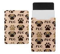 Eslifey 13 Inch Slim Laptop Sleeve Case Leather Bag with Magnetic Closure, Pug Puppy and Dog Paws Microfiber Leather Case