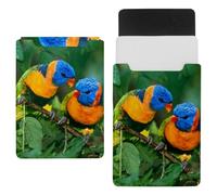 Eslifey 13 Inch Slim Laptop Sleeve Case Leather Bag with Magnetic Closure, Rainbow Lorikeet Microfiber Leather Case