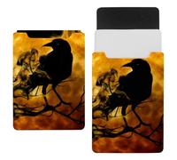 Eslifey 13 Inch Slim Laptop Sleeve Case Leather Bag with Magnetic Closure, Raven Crow Night Creepy Darkness Microfiber Leather Case