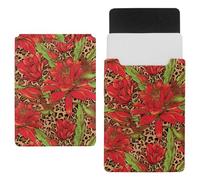 Eslifey 13 Inch Slim Laptop Sleeve Case Leather Bag with Magnetic Closure, Red Equinox Flower Microfiber Leather Case