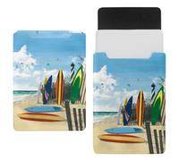 Eslifey 13 Inch Slim Laptop Sleeve Case Leather Bag with Magnetic Closure, Seaside Beach Surfboard Microfiber Leather Case