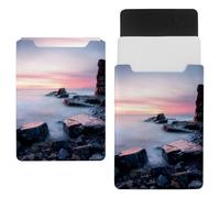 Eslifey 13 Inch Slim Laptop Sleeve Case Leather Bag with Magnetic Closure, Seaside Sunset Stone Microfiber Leather Case
