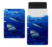 Eslifey 13 Inch Slim Laptop Sleeve Case Leather Bag with Magnetic Closure, Underwater World Sharks Microfiber Leather Case