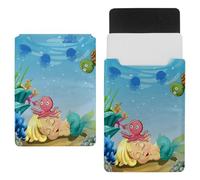 Eslifey 13 Inch Slim Laptop Sleeve Case Leather Bag with Magnetic Closure, Underwater World Turtle Mermaid Microfiber Leather Case