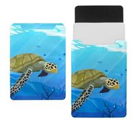 Eslifey 13 Inch Slim Laptop Sleeve Case Leather Bag with Magnetic Closure, Underwater World Turtles Microfiber Leather Case