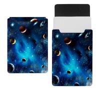 Eslifey 13 Inch Slim Laptop Sleeve Case Leather Bag with Magnetic Closure, View of the Universe with Planets Microfiber Leather Case