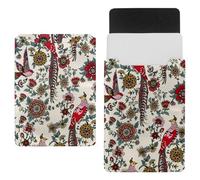 Eslifey 13 Inch Slim Laptop Sleeve Case Leather Bag with Magnetic Closure, Vintage Flowers and Birds Magic Forest Microfiber Leather Case